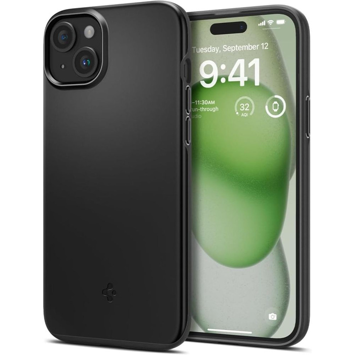 Hülle Spigen Thin Fit iPhone 15 Plus Schwarz Case