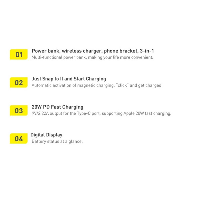 Baseus Magnetic Staffa Power Bank con Ricarica Wireless MagSafe 10000mAh 20W Overseas Edition Blu (PPCX000203) + Baseus Xiaobai Series 60W 0.5m