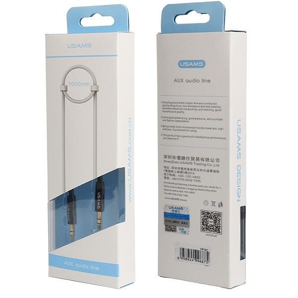 USAMS Adattatore Jack 3.5m - Jack 3.5m Audio 1m YP101 YP-01 Nero