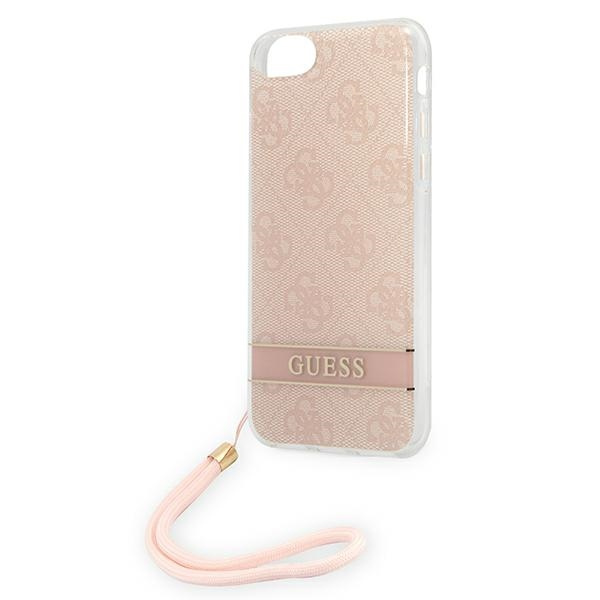 Hülle GUESS Apple iPhone SE 2022 SE 2020 7 8 4G Print Strap Pink Hardcase