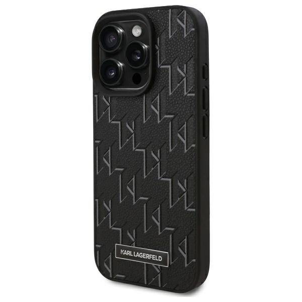 Etui Karl Lagerfeld iPhone 16 Pro 6.3" hardcase czarny/black Leather Monogram Metal Logo MagSafe