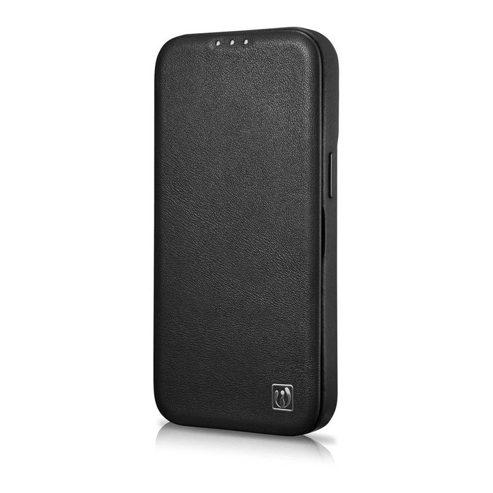 iCarer CE prémiové kožené pouzdro Folio iPhone 14 Pro Flip Magnetic MagSafe Black (WMI14220714-BK)