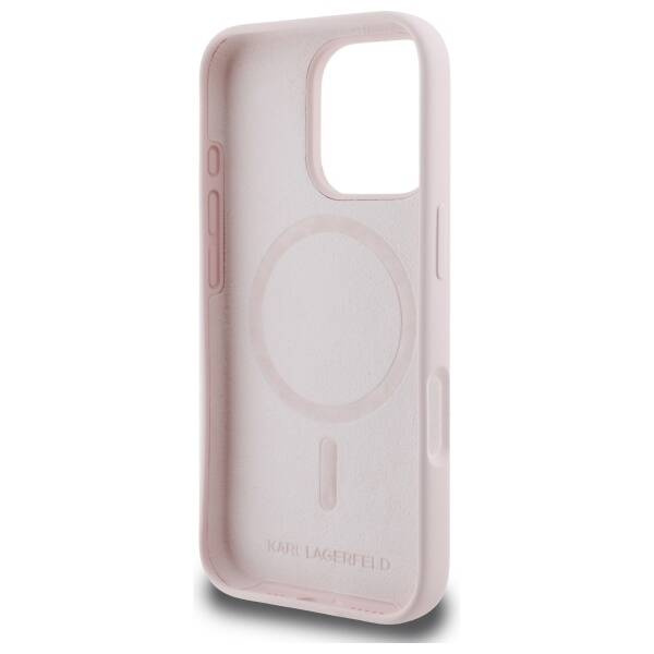 Etui Karl Lagerfeld iPhone 16 Pro Max różowy/pink HC MagSafe Sil Double Heads Print