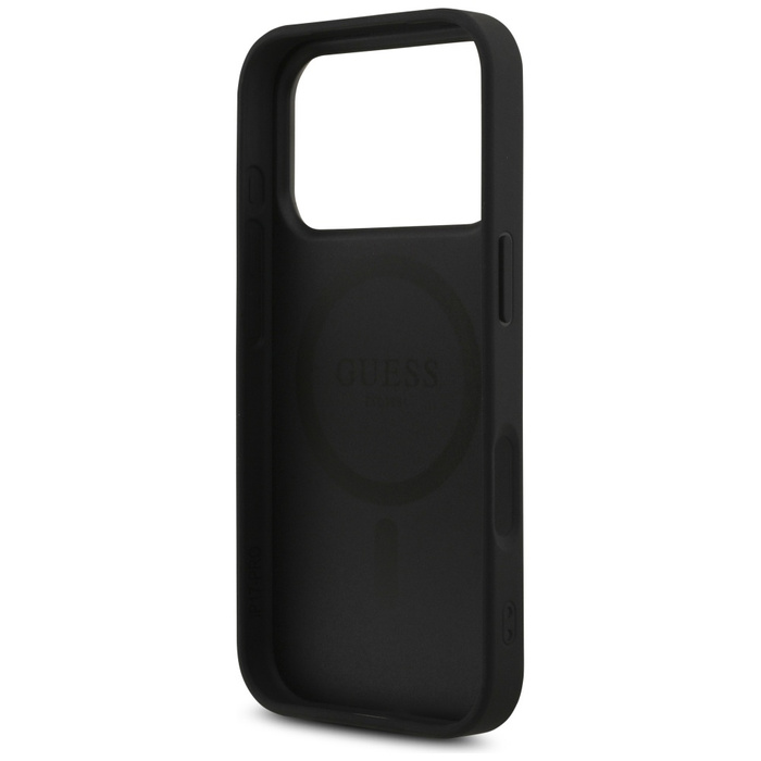 Etui Guess Leather 4G Triangle Strass    MagSafe do iPhone 17 Pro czarny