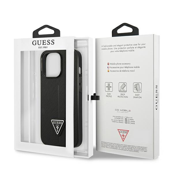 Hülle Guess GUHCP14XPSATLK iPhone 14 Pro Max 6,7" schwarz/schwarz hartcase SaffianoTriangle Logo