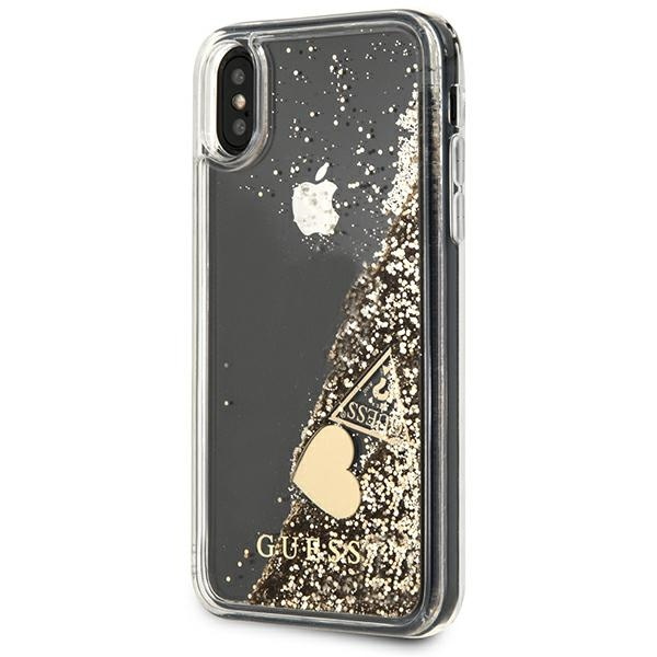 Hülle GUESS Apple iPhone X Xs Glitter Charms Gold Hartcase