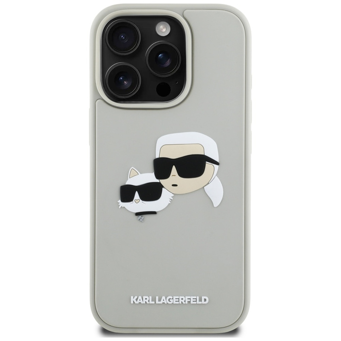 Etui Karl Lagerfeld HC 3D Rubber Double   Heads do iPhone 16 Pro Max beżowy
