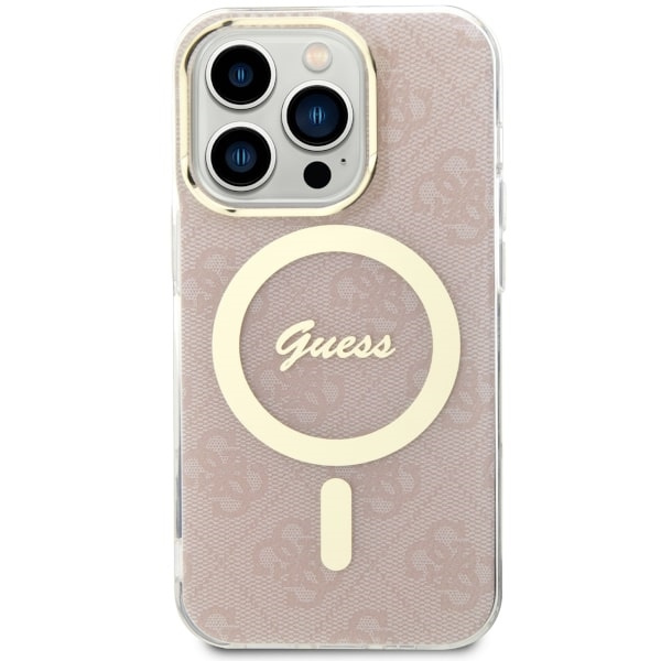 Case Guess GUHMP14LH4STP iPhone 14 Pro 6.1" pink/pink hardcase 4G MagSafe Case