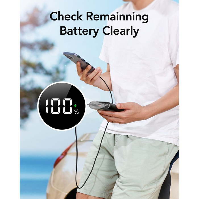 Powerbank Veger TCE130 (W2503) PD 130W 25000 mAh z wbudowanymi kablami Typ C / Lightning czarny