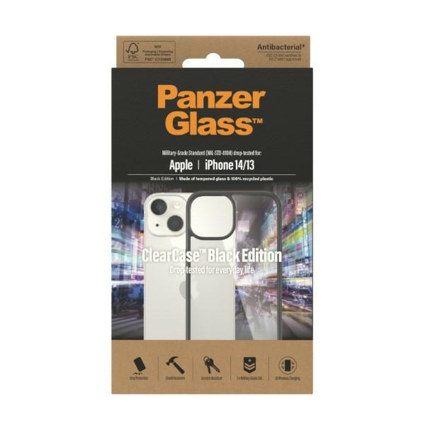 PanzerGlass ClearCase iPhone 14/13 6.1" Antibakteriell schwarz/schwarz 0405