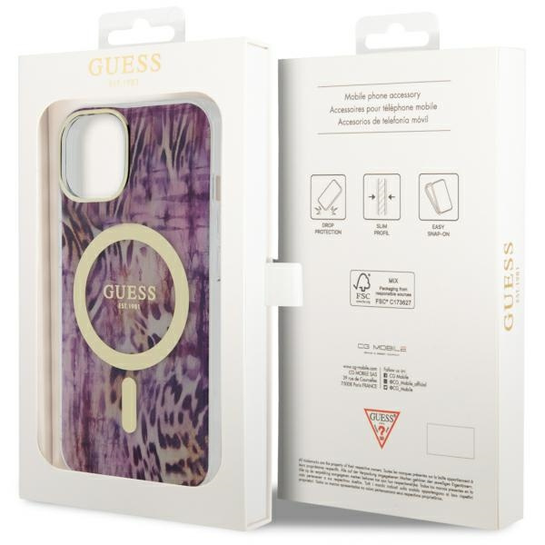 Cover Guess GUHMP14SHLEOPWP iPhone 14 6,1" rosa/rosa rigidocase Leopardo MagSafe Case