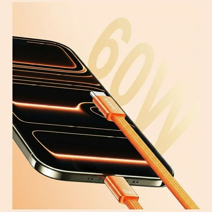 Kabel USAMS U96 60W USB-C do USB-C 1.2m  pomarańczowy