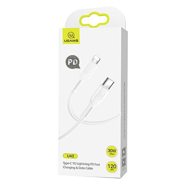 Câble USAMS USB-C Apple Lightining U43 30W PD 1.2m Blanc
