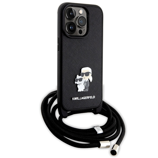 Karl Lagerfeld KLHCP14LSAKCPSK iPhone 14 Pro 6.1" hardcase black/black Crossbody Saffiano Metal Pin Karl &amp; Choupette