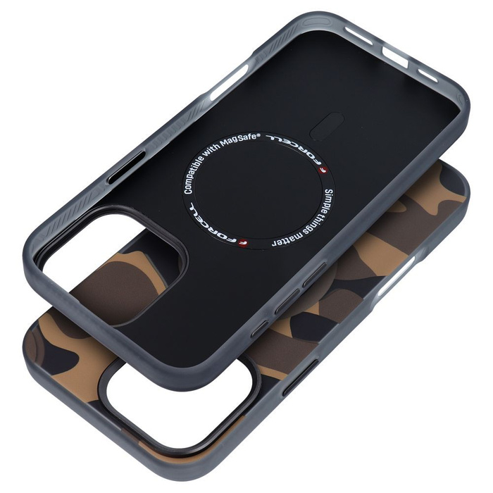 Etui na iPhone 16 PRO MAX Forcell F-Protect Levels Dual Layer 4D technology zgodny z MagSafe Military Drop-Test desert camo