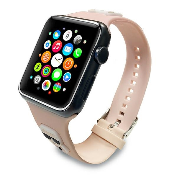 Karl Lagerfeld Armband KLAWLSLCKP Apple Watch 42/44 / 45mm rosa / rosa Armband Silikon Karl &amp; Choupette Heads