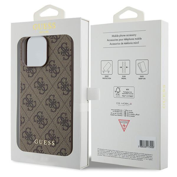 Etui Guess GUHCP15XG4GFBR iPhone 15 Pro Max 6.7" brązowy/brown hard case 4G Metal Gold Logo Case