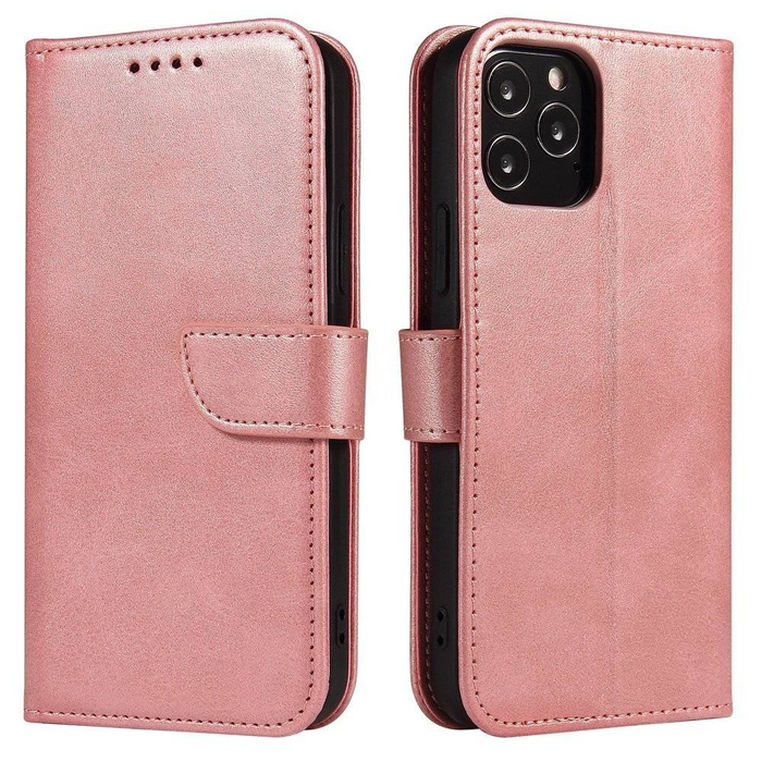 Magnet Case elegantní pouzdro pouzdro kryt s klopou a funkcí stojánku iPhone 12 Pro Max růžový