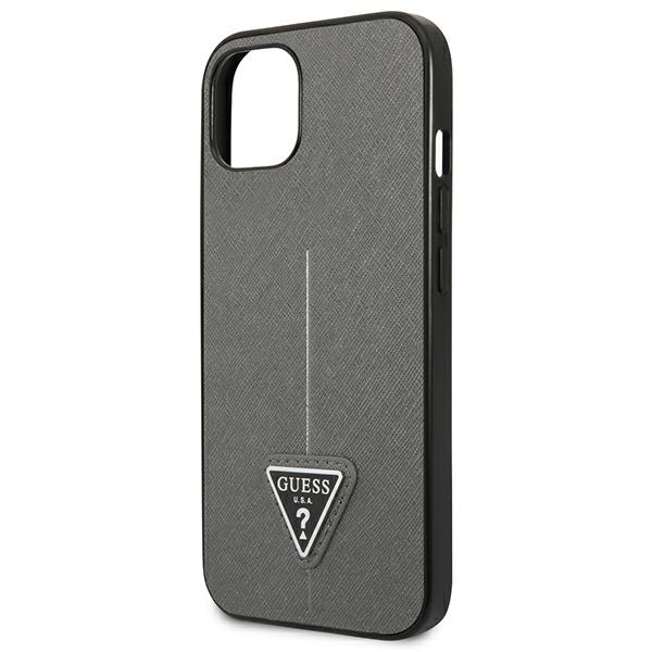 Case GUESS Apple iPhone 13 Mini Saffiano Triangle Logo Silver Hardcase