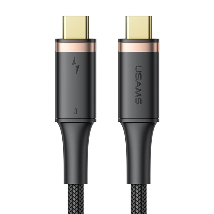 USAMS Kabel U72 USB-C na USB-C 100W PD Thunderbolt 3 5A 0,8 m černý/černý SJ553USB01 (US-SJ553)