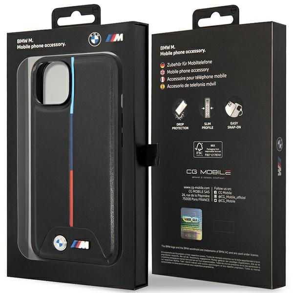 Cover Bmw Bmhcp15s22pvtk IPhone 15 / 14 / 13 6,1" nero/nero Hardcase M Quilted Tricolor Case