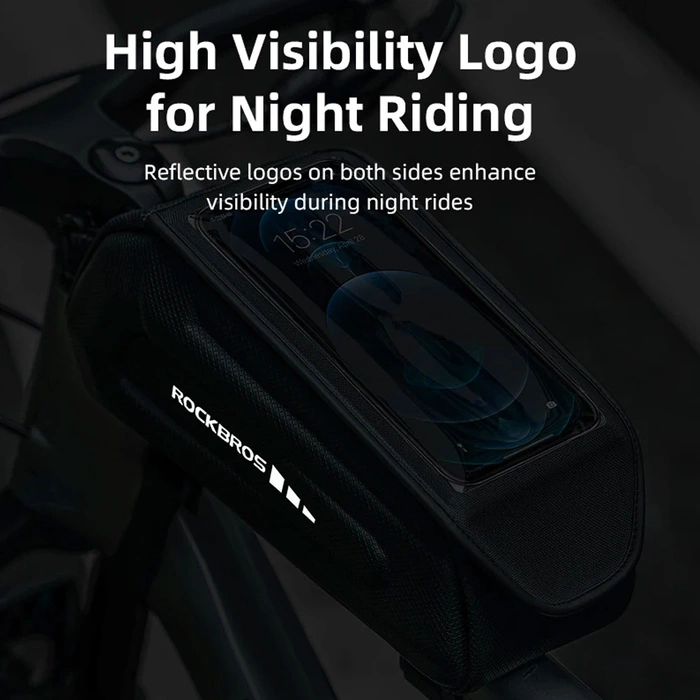 Rockbros 30120064001 wasserdichte Rahmen-Fahrradtasche mit Telefonabdeckung – Schwarz