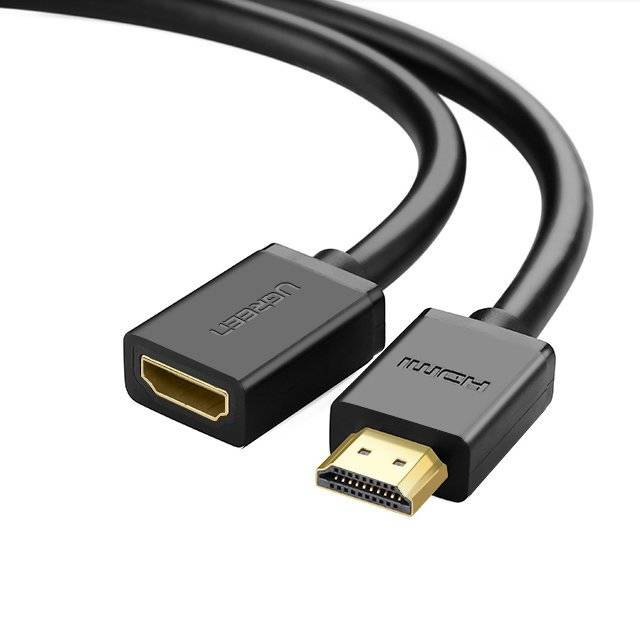 Ugreen kabelový adaptér zástrčka HDMI prodlužovací kabel (samice) - HDMI (samec) 4K 10,2 Gbps 340 Mhz audio ethernet 0,5 m černý (HD107 10140)
