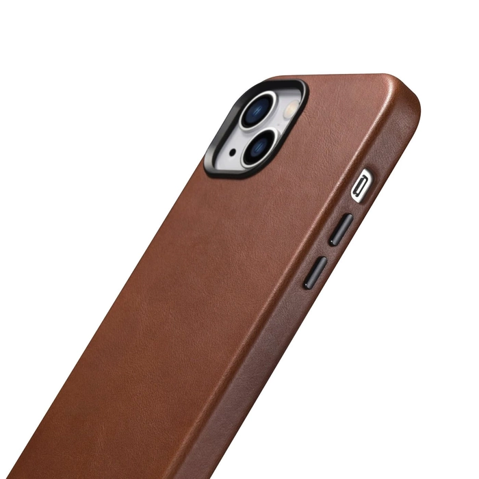 [APRÈS RETOUR] iCarer Oil Wax Premium Leather Case étui en cuir magnétique iPhone 14 avec MagSafe marron (WMI14220701-RB)