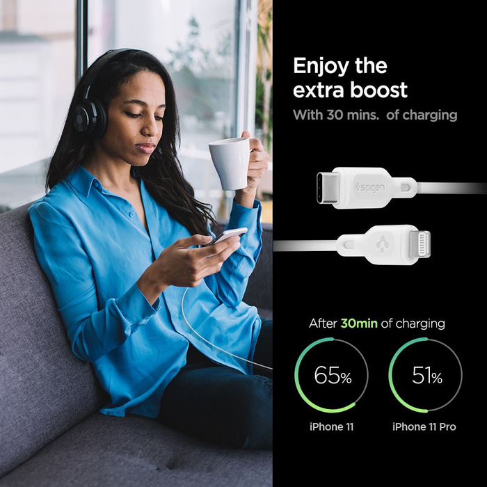 Kabel Spigen DURASYNC MFI BELEUCHTUNGSKABEL 2ER-PACK 100CM WEISS