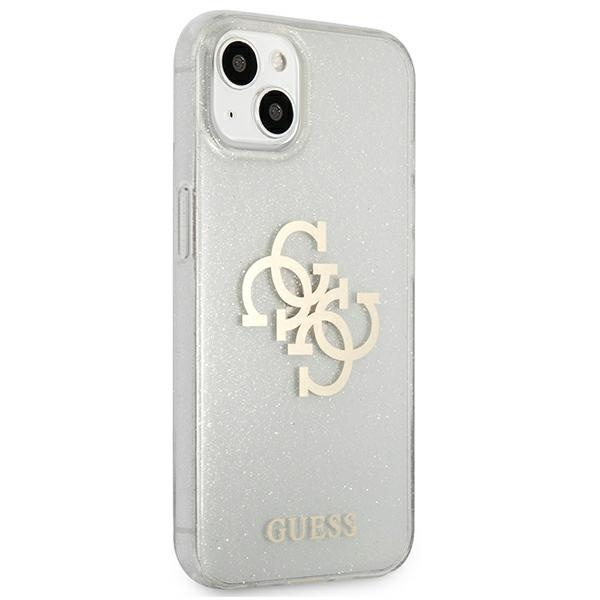 Pouzdro GUESS Apple iPhone 13 Mini Glitter 4G velké logo průhledné pevné pouzdro