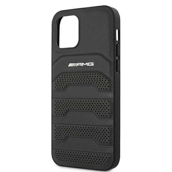 AMG AMHCP12SGSEBK iPhone 12 mini 5.4" black/black hardcase Leather Debossed Lines