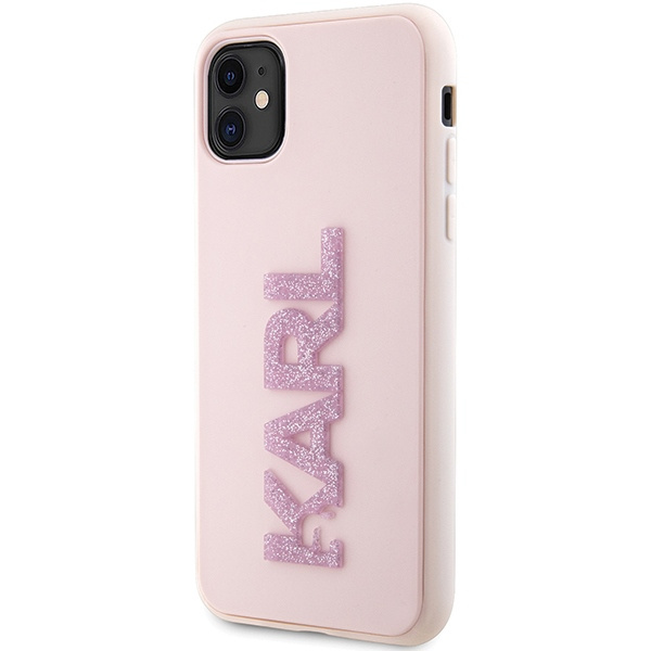 Karl Lagerfeld KLHCN613DMBKCP iPhone 11 / Xr 6.1" rosa/rosa durocase gomma 3D Glitter Logo