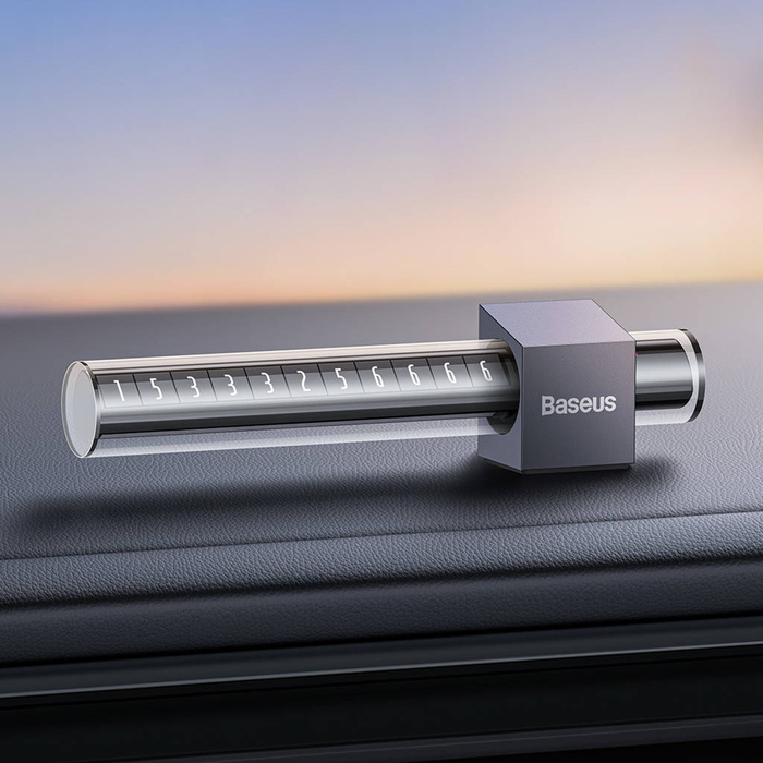 Plaque de stationnement Baseus pour le numéro de téléphone sur le tableau de bord gris