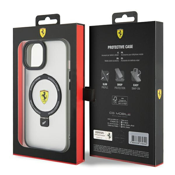 Funda Ferrari FEHMP15SUSCAH iPhone 15 6.1" transparente durocase Soporte para anillos Colección 2023 MagSafe Case
