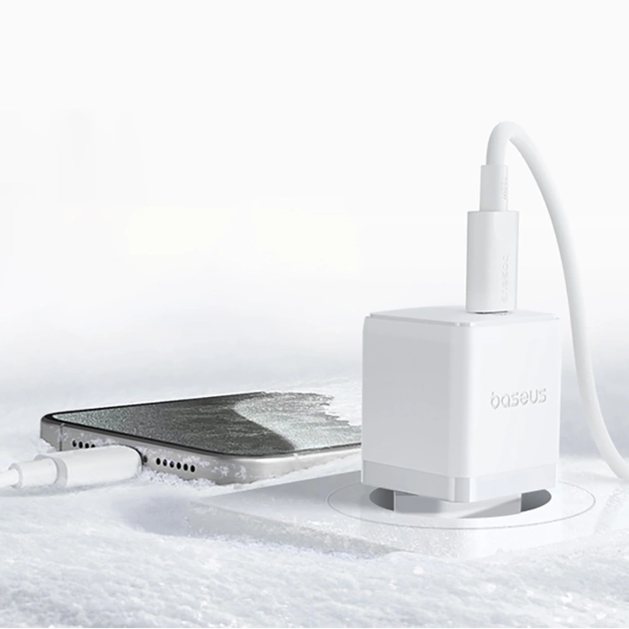 Baseus Palm 1C 20W Wall Charger (with Baseus Mini White USB-C 60W (20V/3A) 1m Cable) - White