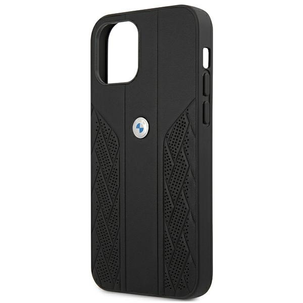 Coque BMW Apple iPhone 12 Pro Max Cuir Curve Perforé Noir Hardcase