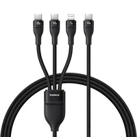 Baseus Flash Series 3 100W USB-C 3in1 Kabel - USB-C+USB-C+ Lightning 1,5m + 3 x 0,25m - schwarz