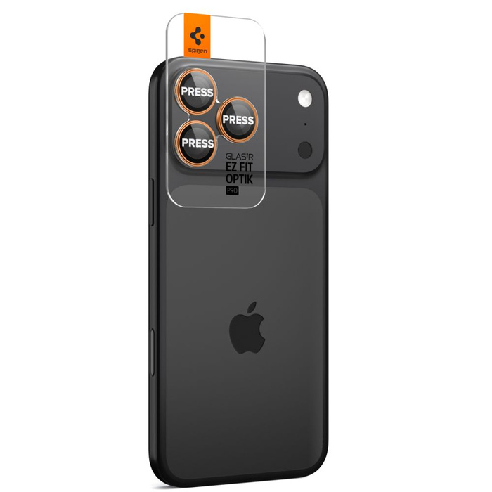 PROTECTEUR DE CAMÉRA Spigen OPTIK PRO GLAS.TR "EZ FIT" PROTECTEUR DE CAMÉRA 2-PACK IPhone 16 PRO / MAX / 17 PRO / MAX ORANGE