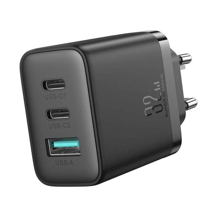 Joyroom JR-TCF10 chargeur rapide 2x USB-C USB-A 32W - noir