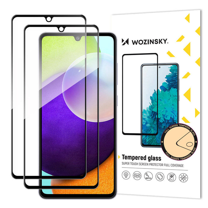 Wozinsky Set 2x Super Durable Full Glue Tempered Glass Full Screen with Frame Case Friendly Samsung Galaxy A33 5G Black