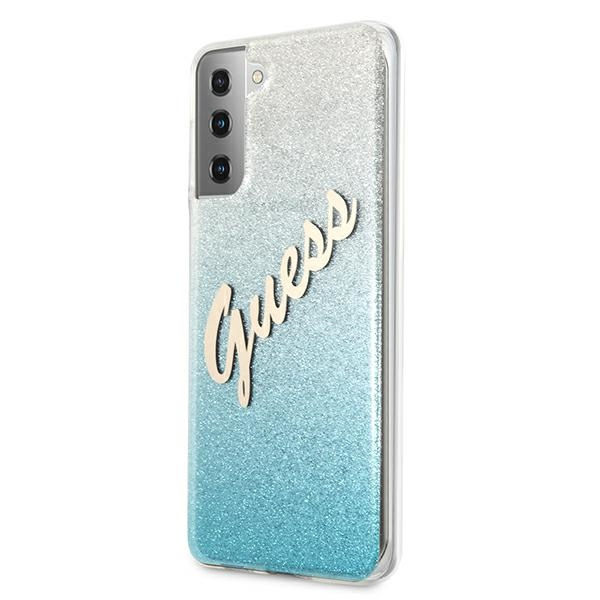Case GUESS Samsung Galaxy S21 Plus Glitter Gradient Script GUHCS21MPCUGLSBL Blue Hardcase