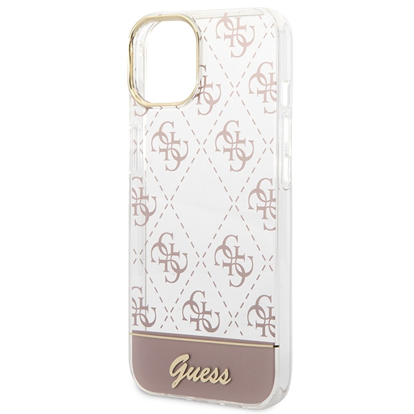 Hülle GUESS Apple iPhone 14 Plus 4G Muster Schrift Rosa Hartcase