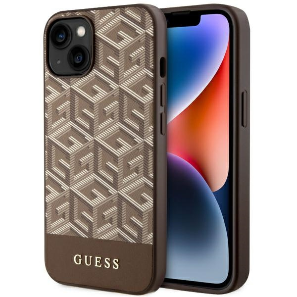 Case Guess GUHMP14MHGCFSEW iPhone 14 Plus 6.7" brown/brown hard case GCube Stripes MagSafe Case