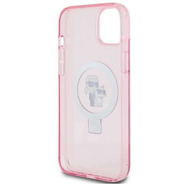 Coque Karl Lagerfeld KLHMP15SHMRSKCP iPhone 15 6.1" pink/pink hardcase Ring Stand Karl&amp;Choupettte MagSafe Case