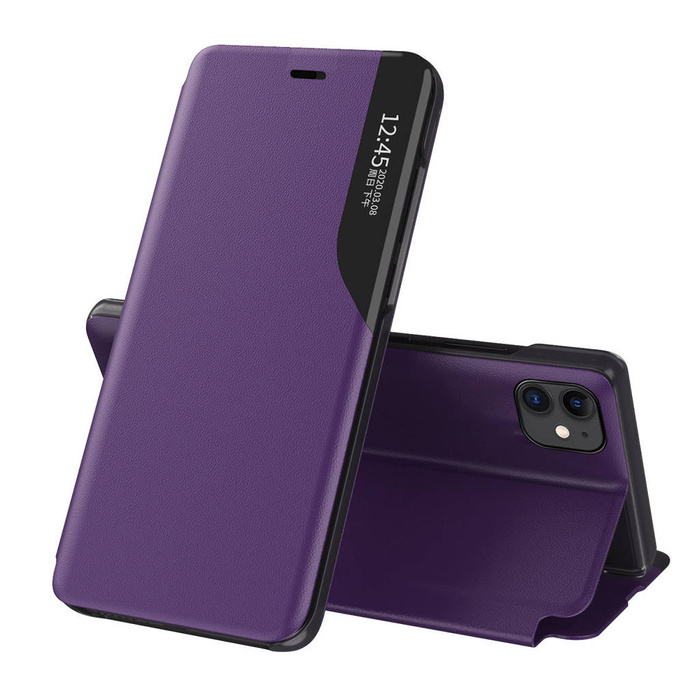Custodia in ecopelle View Case elegante custodia tipo libreria con cavalletto per iPhone 13 viola