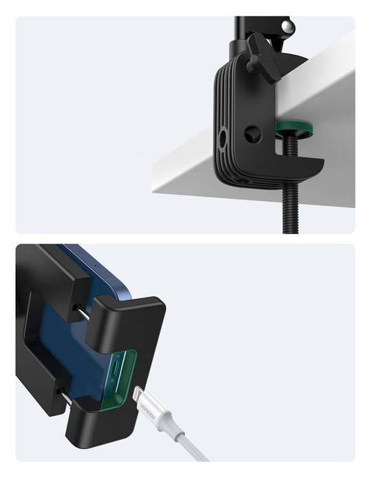 Ugreen Halterung Stativ Klapparm für Tisch Schreibtisch für Handy Tablet schwarz-grau (50394)