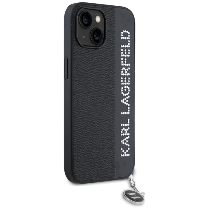 Karl Lagerfeld KLHCP15SPSAKDGCK iPhone 15 / 14 / 13 6.1" czarny/black hardcase Saffiano Rhinestones & Charm