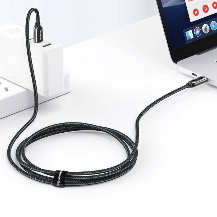 Câble USB Type C Baseus - Alimentation USB Type C 100W (20V / 5A) avec compteur de puissance à écran d&#39;affichage 2m noir (CATSK-C01)