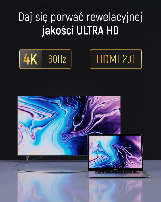 Adapter Wozinsky WACH-01 USB-C - HDMI 4K 60Hz - czarny