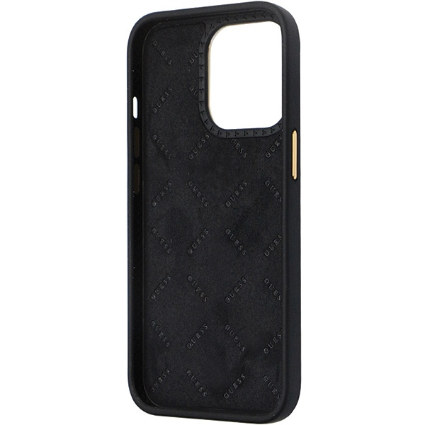 Case Guess GUHCP13LM4DGPK iPhone 13 Pro / 13 6.1" black/black hardcase Silicone Logo Strass 4G Case